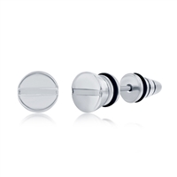 Stainless Steel 8mm Screw Design Stud Earrings