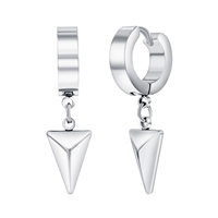 Stainless Steel Triangle Charm Huggie Hoop Earrings