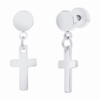 Stainless Steel Cross Charm Earrings