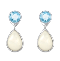 Sterling Silver Blue Topaz and Mother of Pearl Earrings