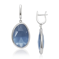 Sterling Silver Denim Blue Catâ€™s Eye Earrings