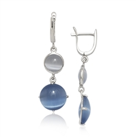 Sterling Silver Light and Dark Blue Catâ€™s Eye Earrings