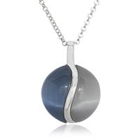 Sterling Silver Dark and Light Blue Catâ€™s Eye Necklace