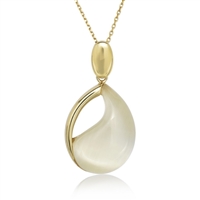 Sterling Silver Gold-Plated Nude Yellow Catâ€™s Eye Teardrop Necklace