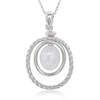 Sterling Silver Double Oval Blue Chalcedony Necklace