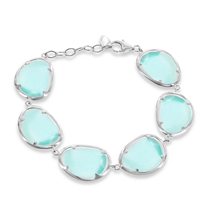 Sterling Silver Teal Oval Catâ€™s Eye Bracelet