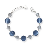 Sterling Silver Light and Dark Blue Catâ€™s Eye Bracelet