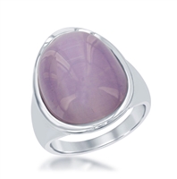 Sterling Silver Light Violet Oval Catâ€™s Eye Ring