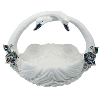 White Ceramic Double Swan Centerpiece