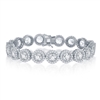 Sterling Silver Round Halo CZ Linked Bracelet