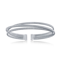 Sterling Silver Triple Wire Designer Bangle, Bonded with Platinum