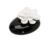 Black Diffuser With White Dimensional Flower, "Iris & Rose"