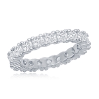 Sterling Silver 3mm CZ Eternity Band Ring