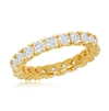 Sterling Silver 3mm CZ Eternity Band Ring - Gold Plated