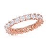 Sterling Silver 3mm CZ Eternity Band Ring - Rose Gold Plated