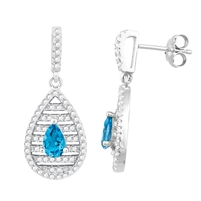 Bellissima Sterling Silver Pear Swiss Blue Topaz Earrings