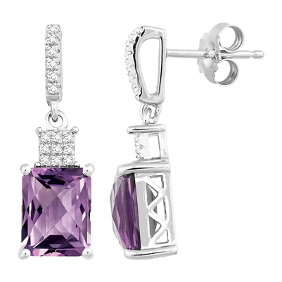 Bellissima Sterling Silver Octagon Amethyst Earrings