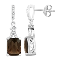 Bellissima Sterling Silver Ocatgon Smoky Quartz Earrings