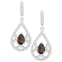 Bellissima Sterling Silver Pear Smoky Quartz Earrings