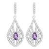 Bellissima Sterling Silver Oval Amethyst Earrings