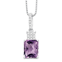 Bellissima Sterling Silver Octagon Amethyst Necklace