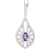 Bellissima Sterling Silver Oval Amethyst Necklace