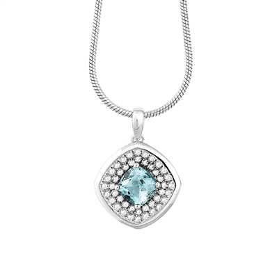 Bellissima Sterling Silver Cushion Sky Blue Topaz Necklace