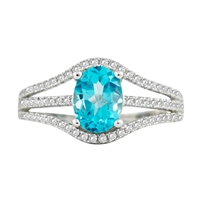 Bellissima Sterling Silver Oval Swiss Blue Topaz Ring