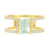 Bellissima Sterling Silver Octagon Green Amethyst Ring