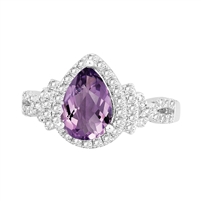 Bellissima Sterling Silver  Pear Amethyst Ring