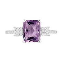 Bellissima Sterling Silver Octagon Amethyst Ring