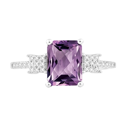 Bellissima Sterling Silver Octagon Amethyst Ring