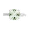 Bellissima Sterling Silver Cushion Green Amethyst Ring