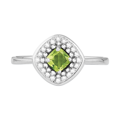 Bellissima Sterling Silver Cushion Peridot Ring