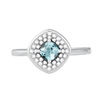 Bellissima Sterling Silver Cushion Sky Blue Topaz Ring