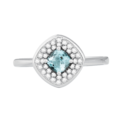 Bellissima Sterling Silver Cushion Sky Blue Topaz Ring