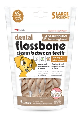 Dental Flossbone - Peanut Butter Flavored Veggie Treat - 5ct - Large