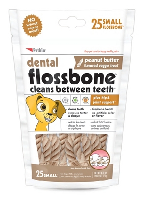 Dental Flossbone - Peanut Butter Flavored Veggie Treat - 25ct - Small