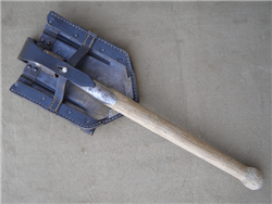 Original German WWII Folding Shovel (Klappspaten) With Reproduction 2nd Model Presstoff Folding Shovel Carrier