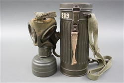 Original German WWII M38 Gasmask Container With Gasmask