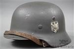Original German WWII Heer M35 Single Decal Reissued Helmet SE66 US Veteran Bring Back From North Africa
