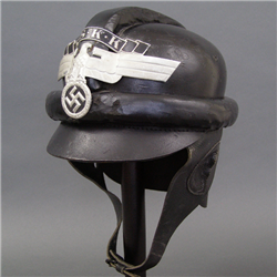 Original Third Reich NSKK 2nd Pattern Leather Motorcycle/Crash Helmet