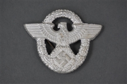 German WWII Police Officerâ€™s Aluminum Cap Badge Unmarked