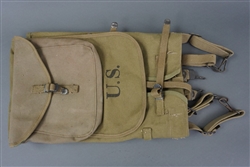 Original US WWII M-1928 Haversack Field Pack Dated 1942 With Mess Kit & Pouch