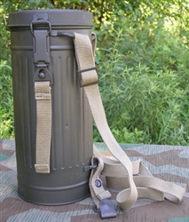 Reproduction German WWII Gasmask Container With Straps