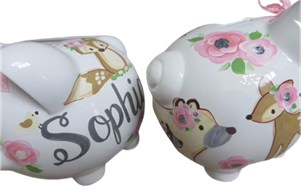 Bailey Bear Floral Piggy Bank