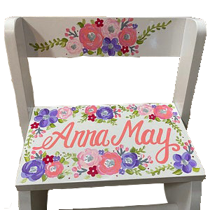 Floral Pink Purple Silver Flip stool