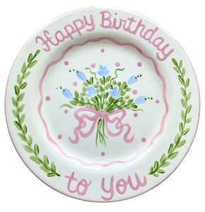 Happy Birthday Ceramic Plate Girl Floral