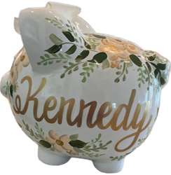 Gold Floral Burst Piggy bank