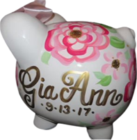 Gia Pink Floral Piggy bank